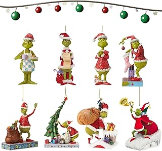 8PCS Grinch Christmas Ornament Decorations, Christmas Tree Decorations Grinch Hanging Ornament Decorative Xmas Decor Ornaments