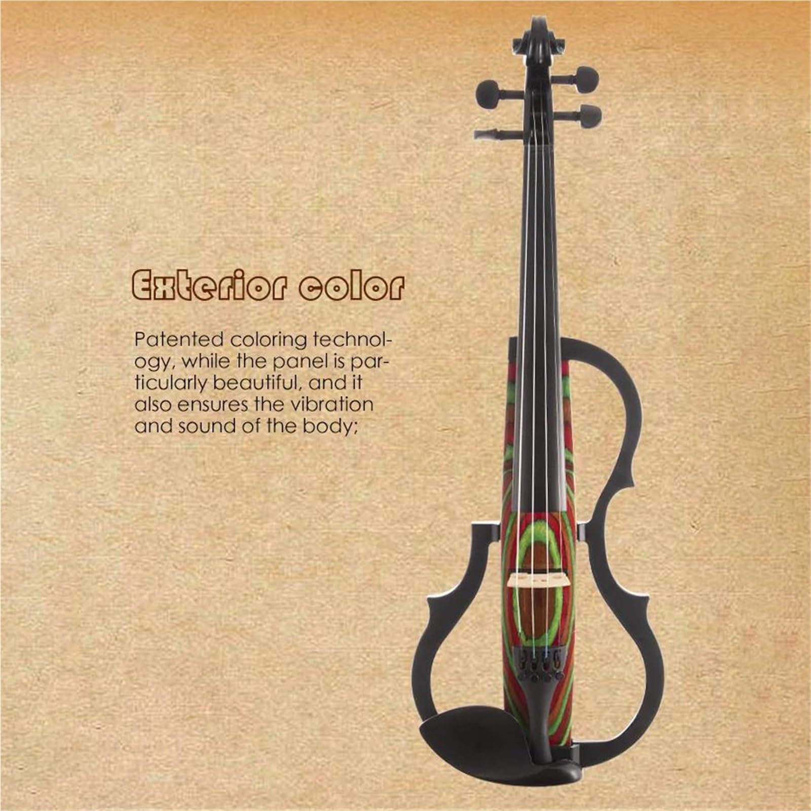 Kit Intermedio A 4 Corde Violino Elettrico 4/4 Con Archetto E Custodia
