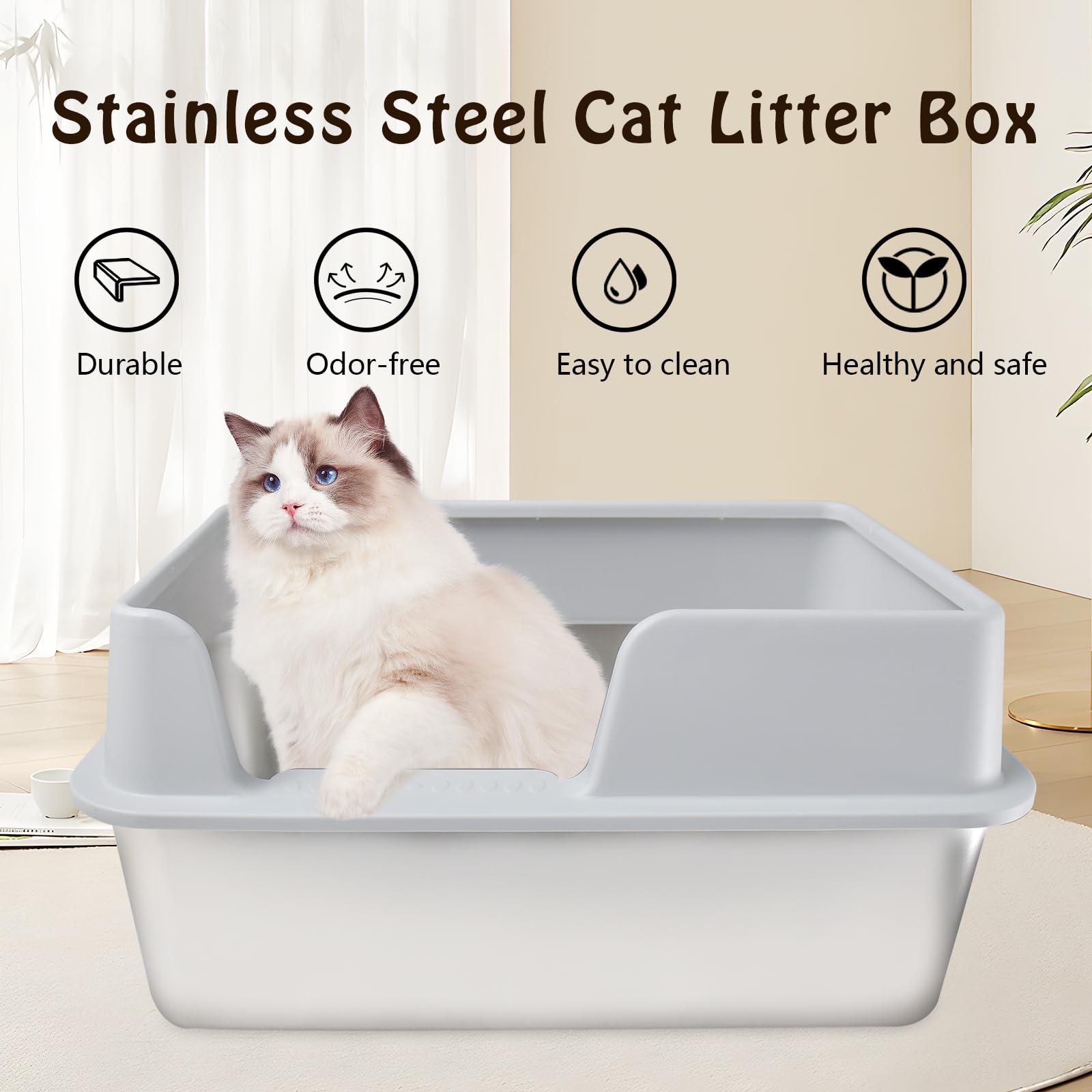 Tappetino Per Lettiera Gatti Impermeabile 60x42 Cm - Doppio Strato, Fori Grandi, Antiscivolo, Nero - Foto 4