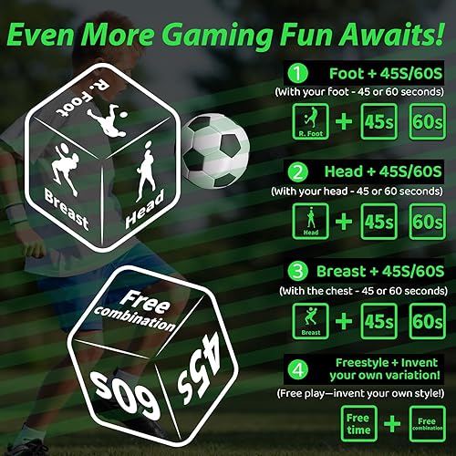 Miniatura 2 de SIRUITON Dados de entrenamiento de fútbol (2 piezas)  Regalos divertidos y portátiles de entrenamiento de habilidades de fútbol para niños y niñas,