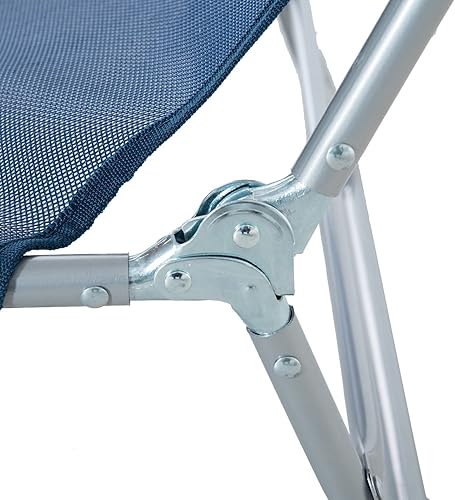 Miniatura 7 de Outsunny Tumbona portátil, tumbona plegable ligera con respaldo ajustable y almohada para playa, piscina y patio, azul y plateado
