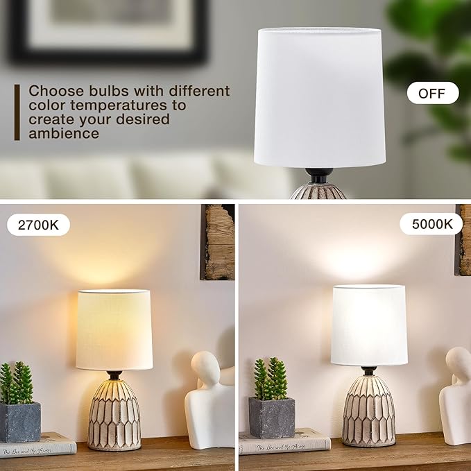 Lámpara de Mesa EJIAXIN Boho - Set de 2, Cerámica Rústica, 13.5" miniatura 4