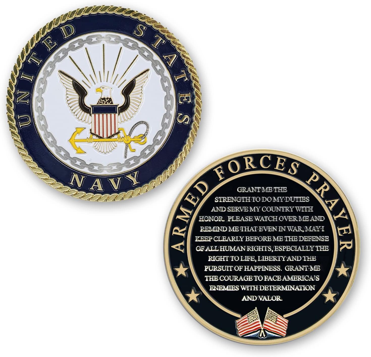Navy Armed Forces Prayer Coin - USN Navy Valor Challenge Coin | Inspirational Navy Gift - Disabled Vet Owned Small Business-Navy Prayer Coin