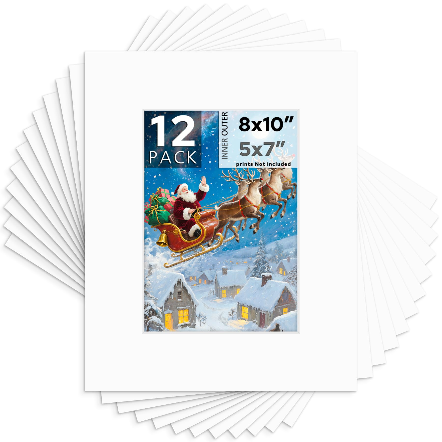 Mat Board Center, 8x10 White Mats for 5x7 Pictures - Acid Free, 4-ply Thickness, White Core, Bevel Cut - for Pictures, Photos, Framing - Pack of 12-picture-29