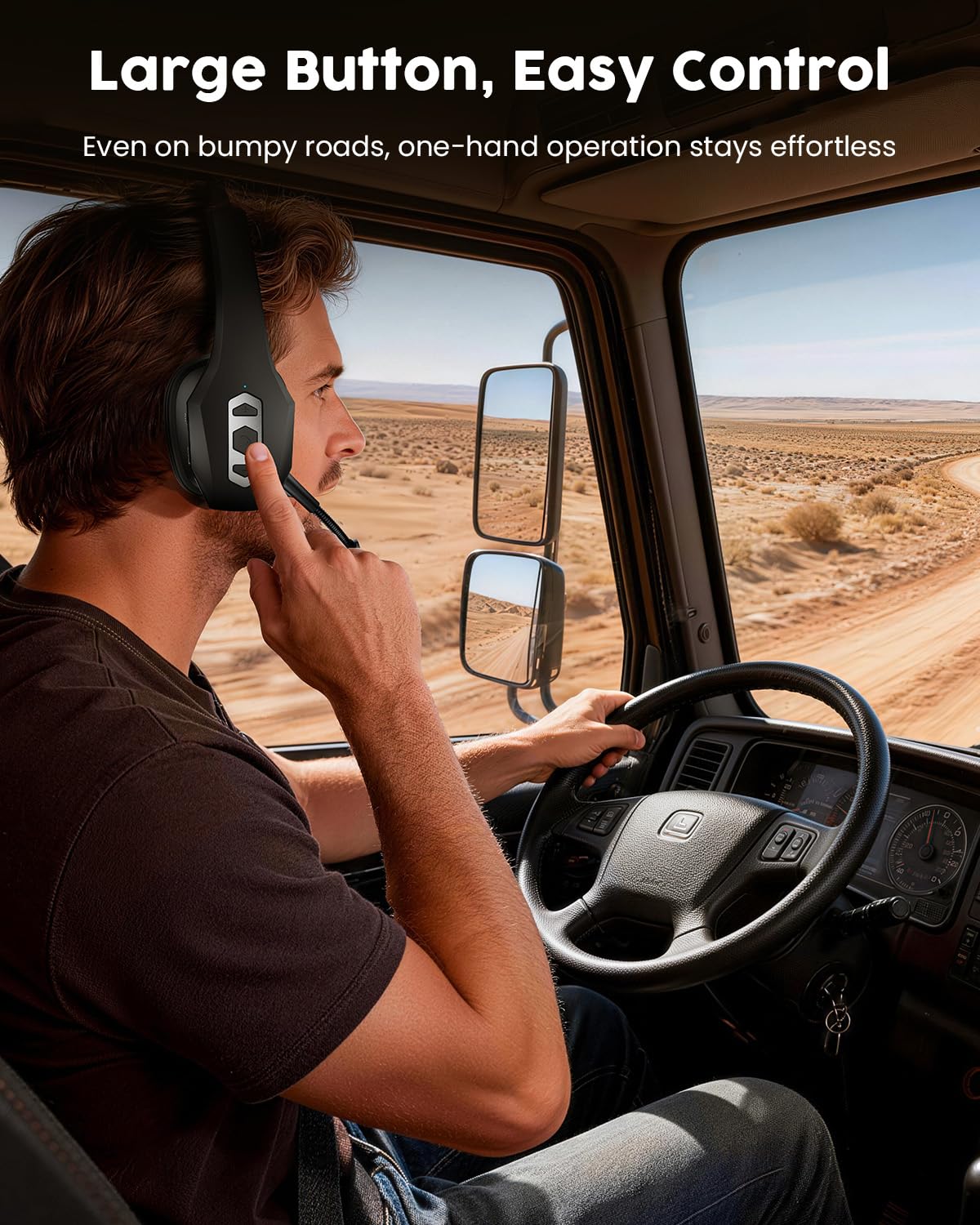 OTYHVV Trucker Bluetooth Headset with Charging Base, Wireless Hands-Free Headset with Noise Canceling Mic & Mute Button, 56Hrs Working Time PC Headsets for Cell Phones, Computer, Truck Driver — view 5