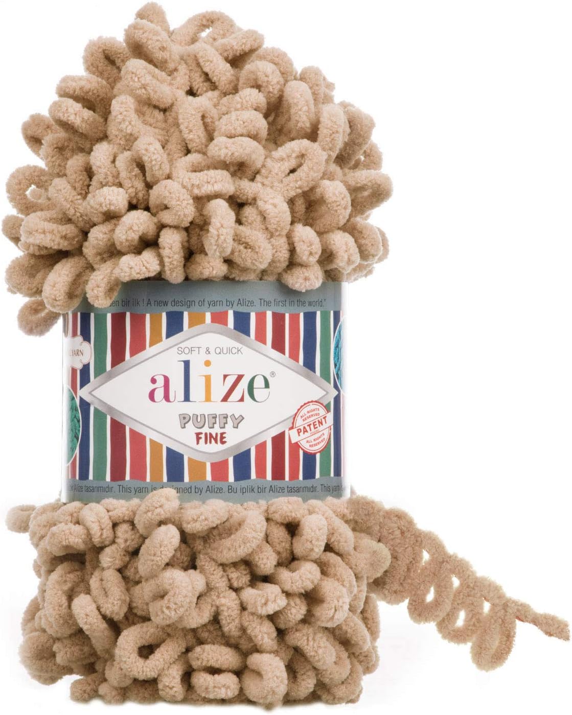 Alize Puffy Fine Baby Blanket Yarn - Lot of 5 Skeins, 500gr, 50yds, 100% Micropolyester Soft Super Chunky Bulky Woven Worested for Hand Knitting (415)