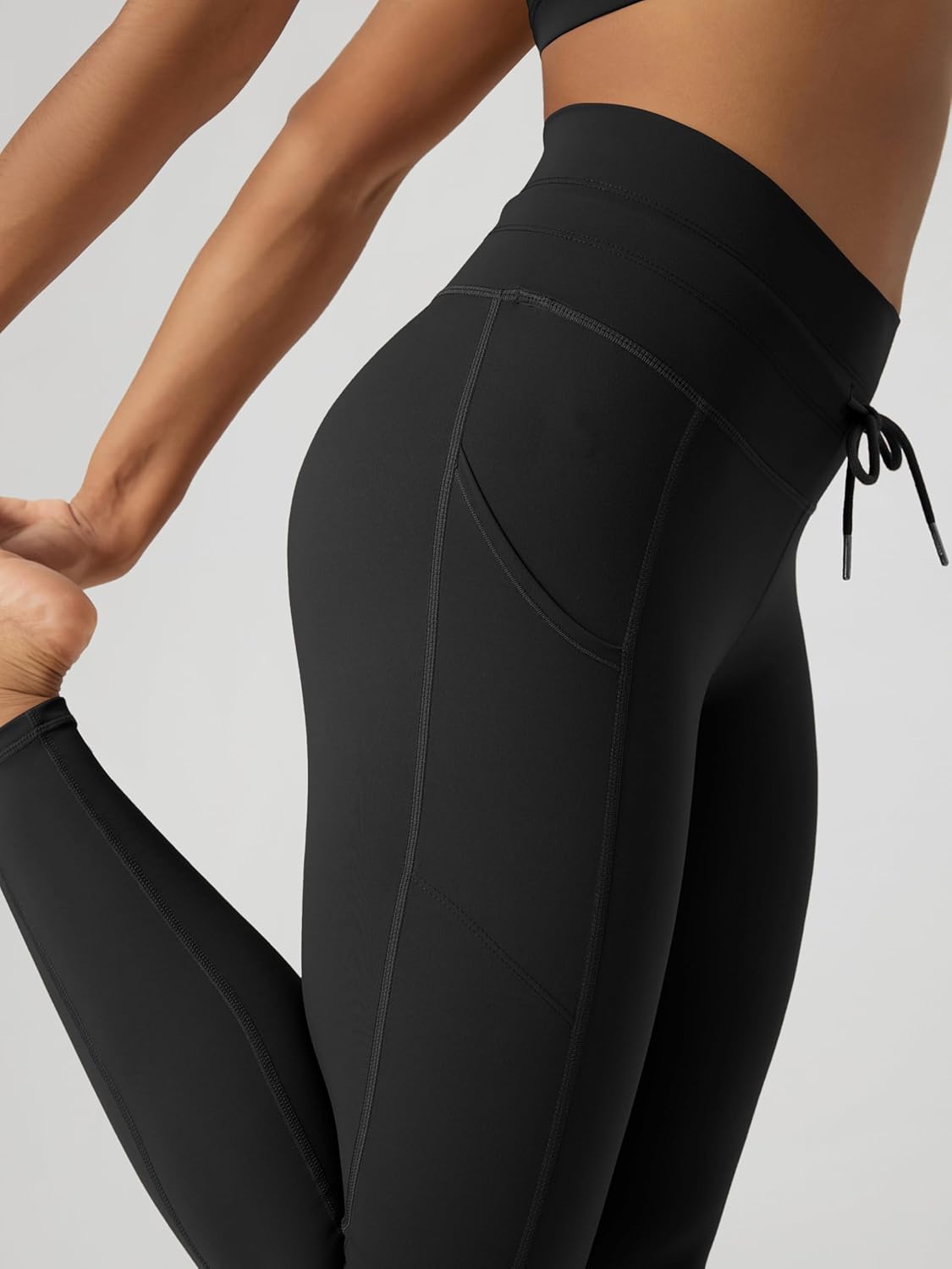 ODODOS Women's Drawstring Tie Daily Pocket Leggings 25" / 28" High Waist Workout Yoga Pants - Image 5