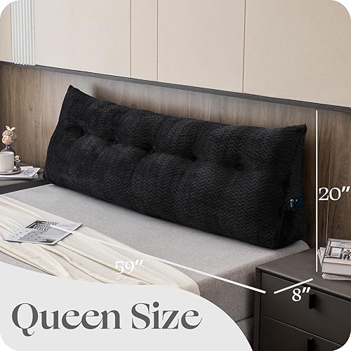 Miniatura 2 de Cabecera triangular grande, respaldo de cuña y de posicionamiento, almohadas de lectura, almohadas de cuña para cama de día, literas, con funda