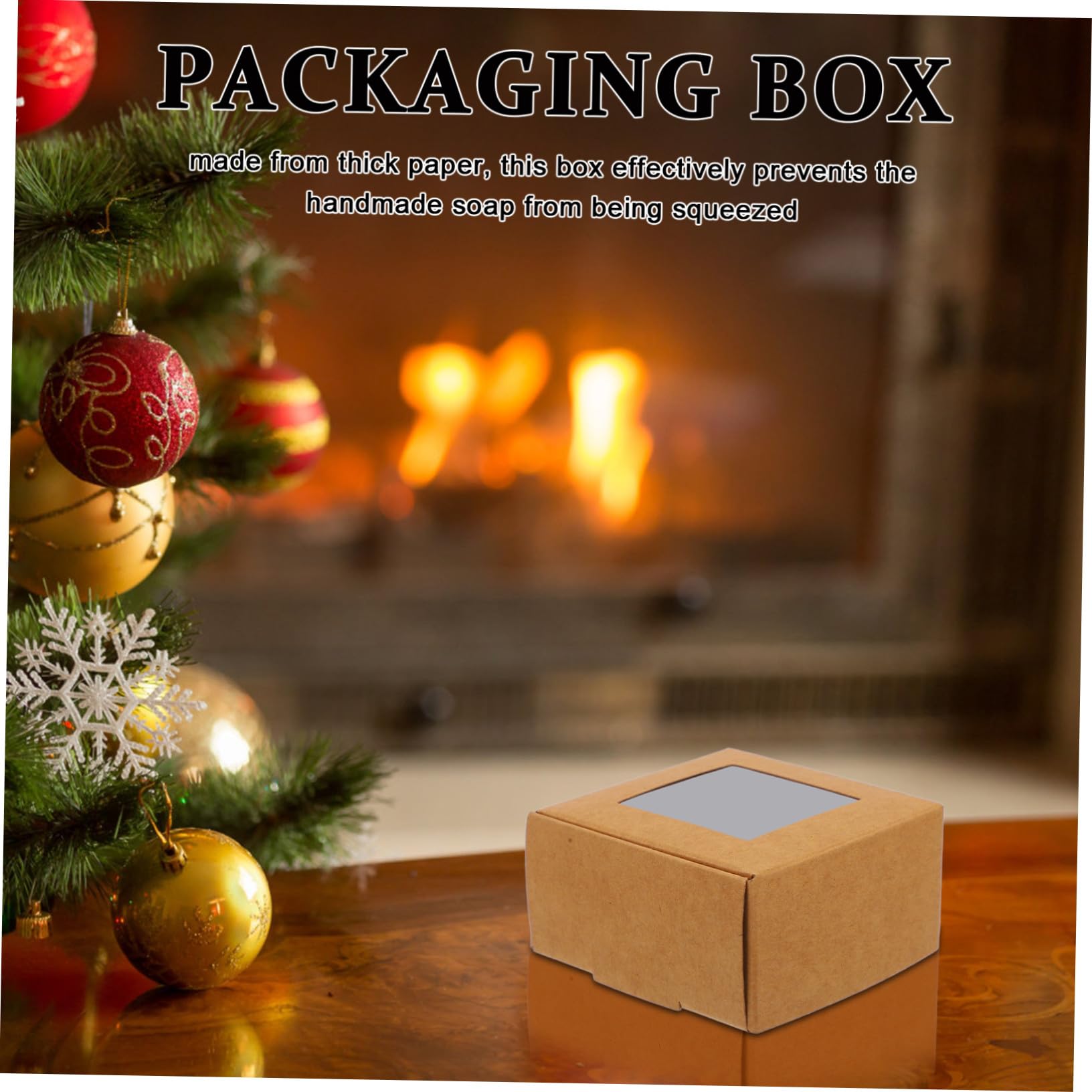 Scatole Regalo 50 Pezzi in Carta Kraft con Finestra Trasparente Confezioni Decorativi Dimensioni 7,5x7,5x4cm per Saponi Fatti a Mano per Festa