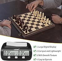 Vista 5 de LEAP Reloj de ajedrez digital con temporizador de ajedrez profesional con bonificación de tiempo y características de retardo ideal para ajedrez