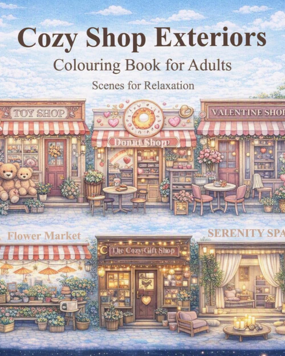 Cozy Shop Exteriors Colouring Book for Adults: Charming Storefronts, Cafés, Bookshops & Small-Town Scenes for Relaxation and Stress Relief (Cozy Corners Coloring Collection)