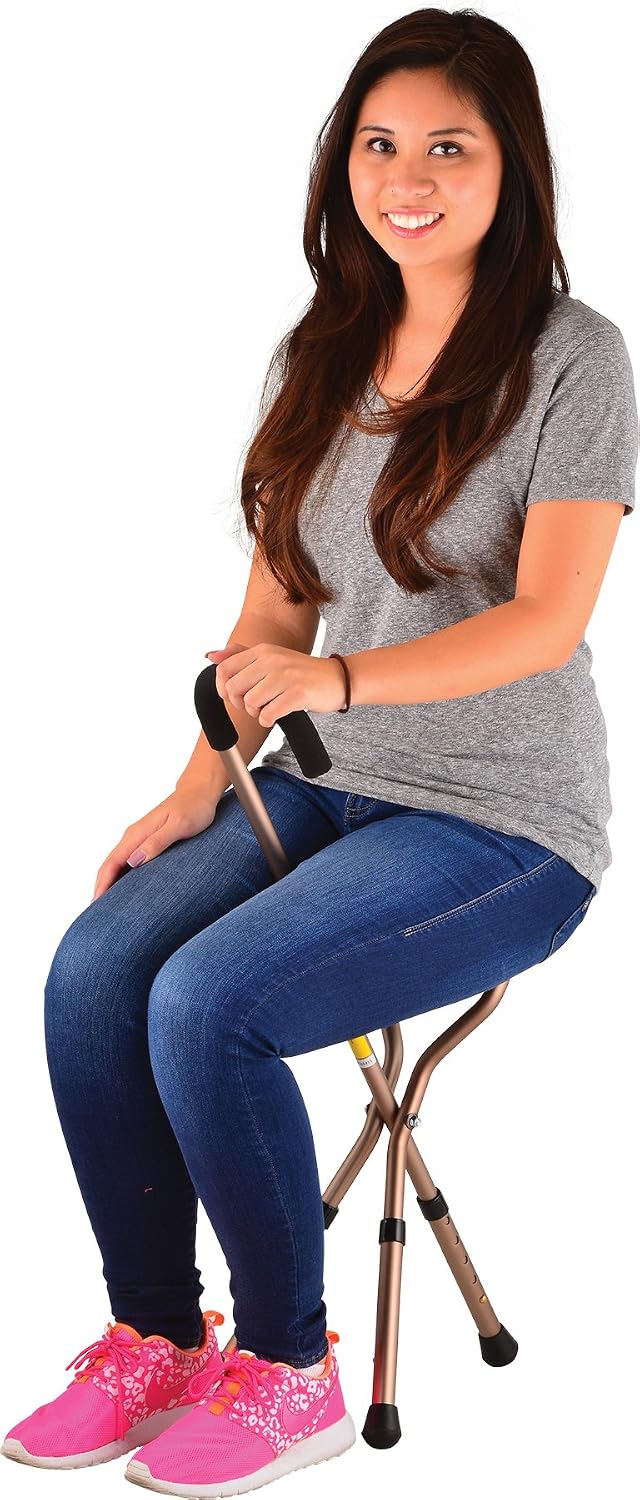NOVA Folding Seat Cane, Lightweight & Adjustable, Great for Travel, Events & Walking