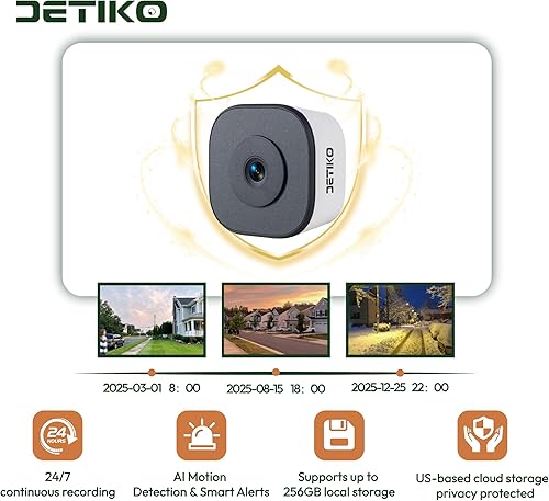 Miniatura 6 de Cámara de ventana 2K, cámara de interior WiFi de 2.4G para seguridad del hogar, visión nocturna a color AI, detección de personas y movimiento,