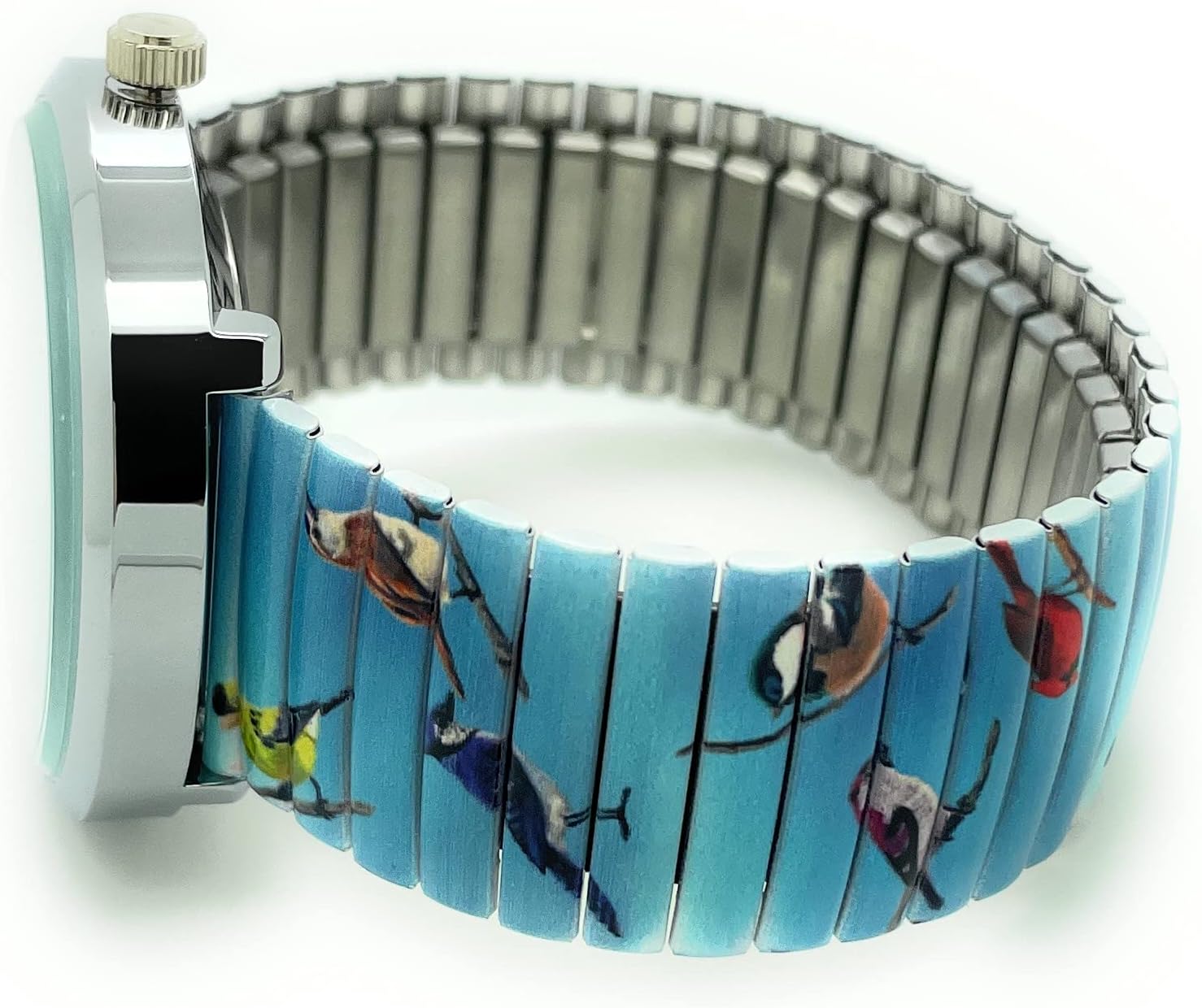 Butterfly Bird Owl Ladybug Bee Theme Women's Novelty Elegant Stretch Elastic Band Analog Quartz Fashion Watch (Bird Design 4 Songbird)