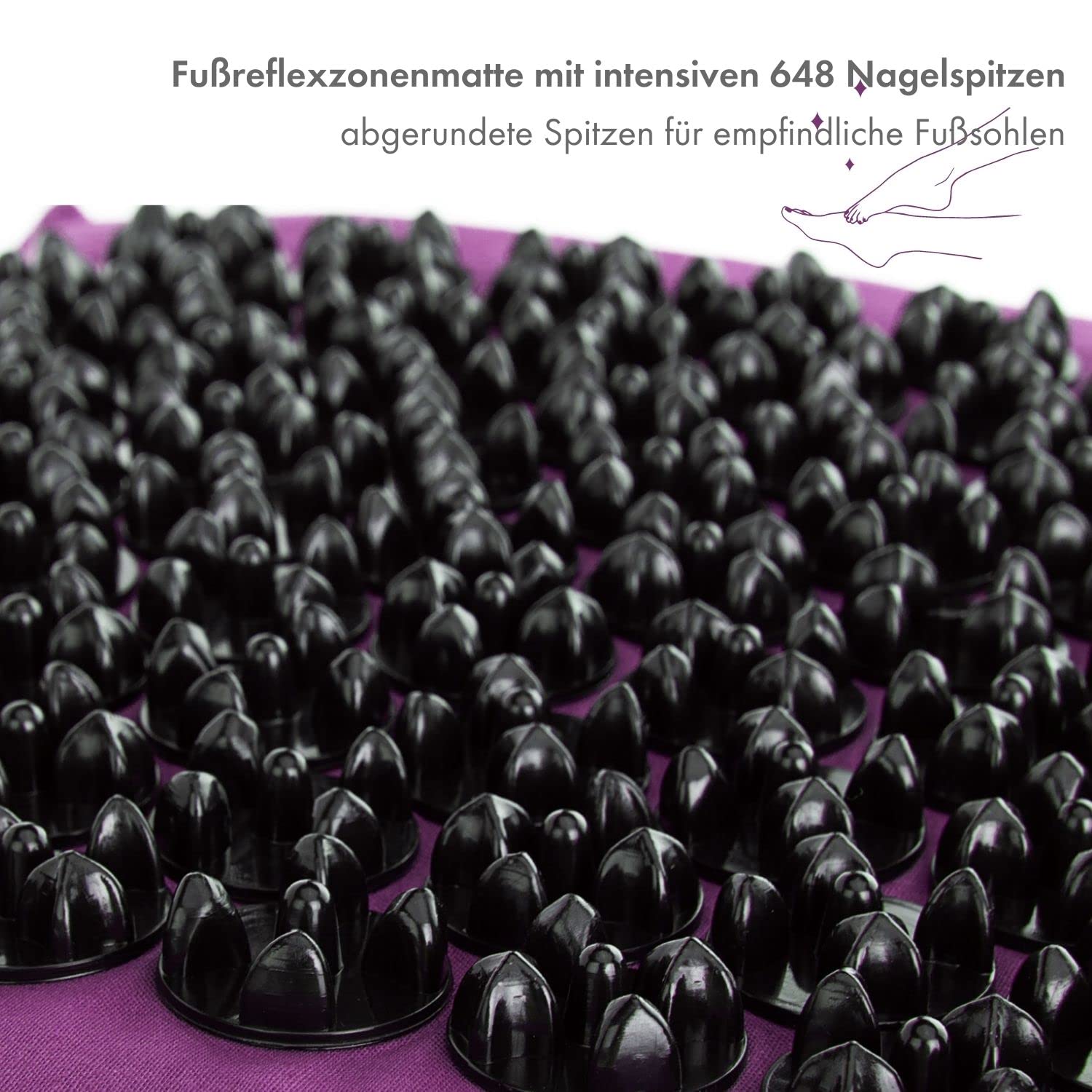 Bodhi Akupressur Fußmatte VITAL Soft | Nadelkissen | Stimuliert die Fußreflexzonen | Entspannung für die Füße | Wirkt vorbeugend gegen Schmerzen | Fördert die Durchblutung | aubergine