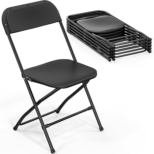 Miniatura 9 de Bonnlo Juego de Sillas Plegables de 4, Silla de Plástico Negra con Asiento Resistente y Marco de Metal, Perfecta para Fiesta, Evento, Boda, Negro
