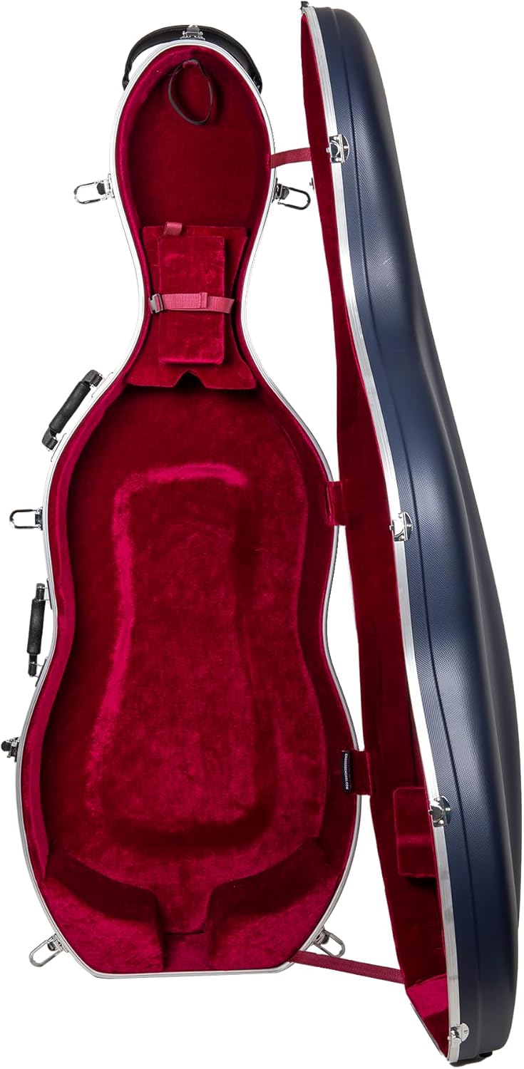Crossrock Commuter ABS Cello Case for 4/4 & 3/4 | Matte Blue Diamond Shell, Wheels & Backpack Straps – Lightweight Case for Daily Rehearsal & Travel