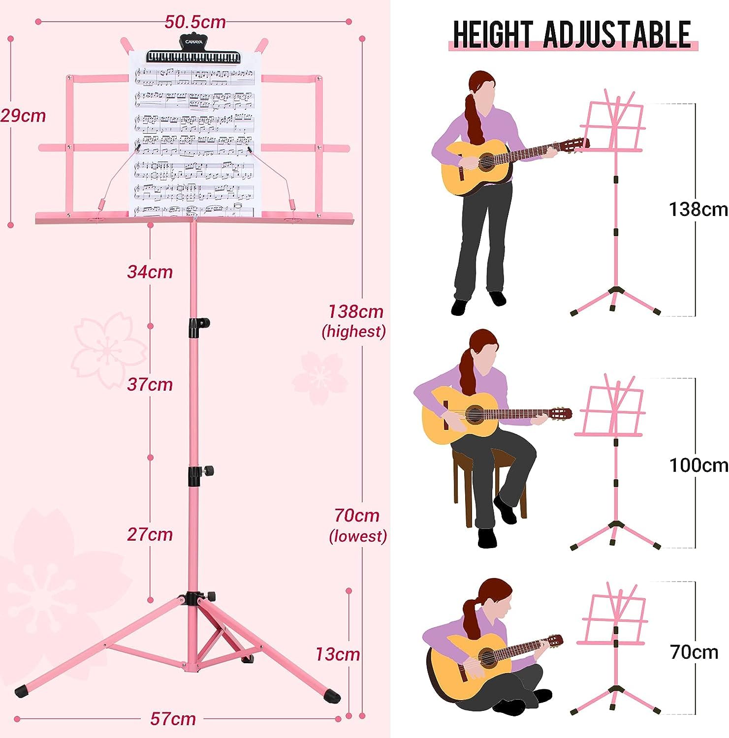 CAHAYA Sheet Music Stand Metal Portable with Carrying Bag, Sheet Music Folder, Projector Stand, Portable Podium Stand - Image 2