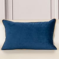 Vista 2 de Funda de almohada lumbar de terciopelo a cuadros geométricos de 12 x 20 pulgadas, funda de almohada decorativa moderna rectangular de cuero bordado