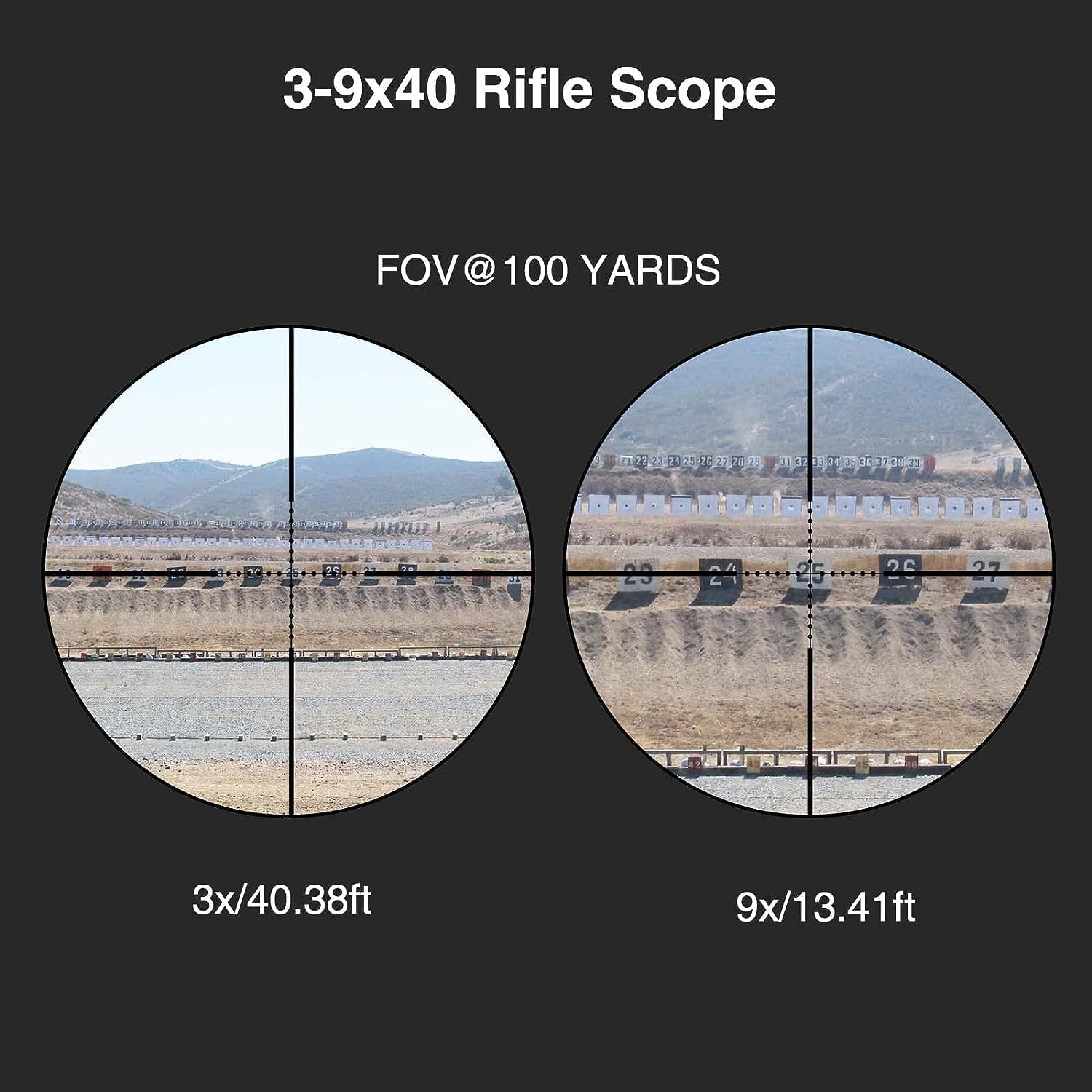 CVLIFE 3-9x40 Rifle Scope, Red & Green Illuminated Optical Riflescope, 1 inch Tube Scope for Hunting with Mounts