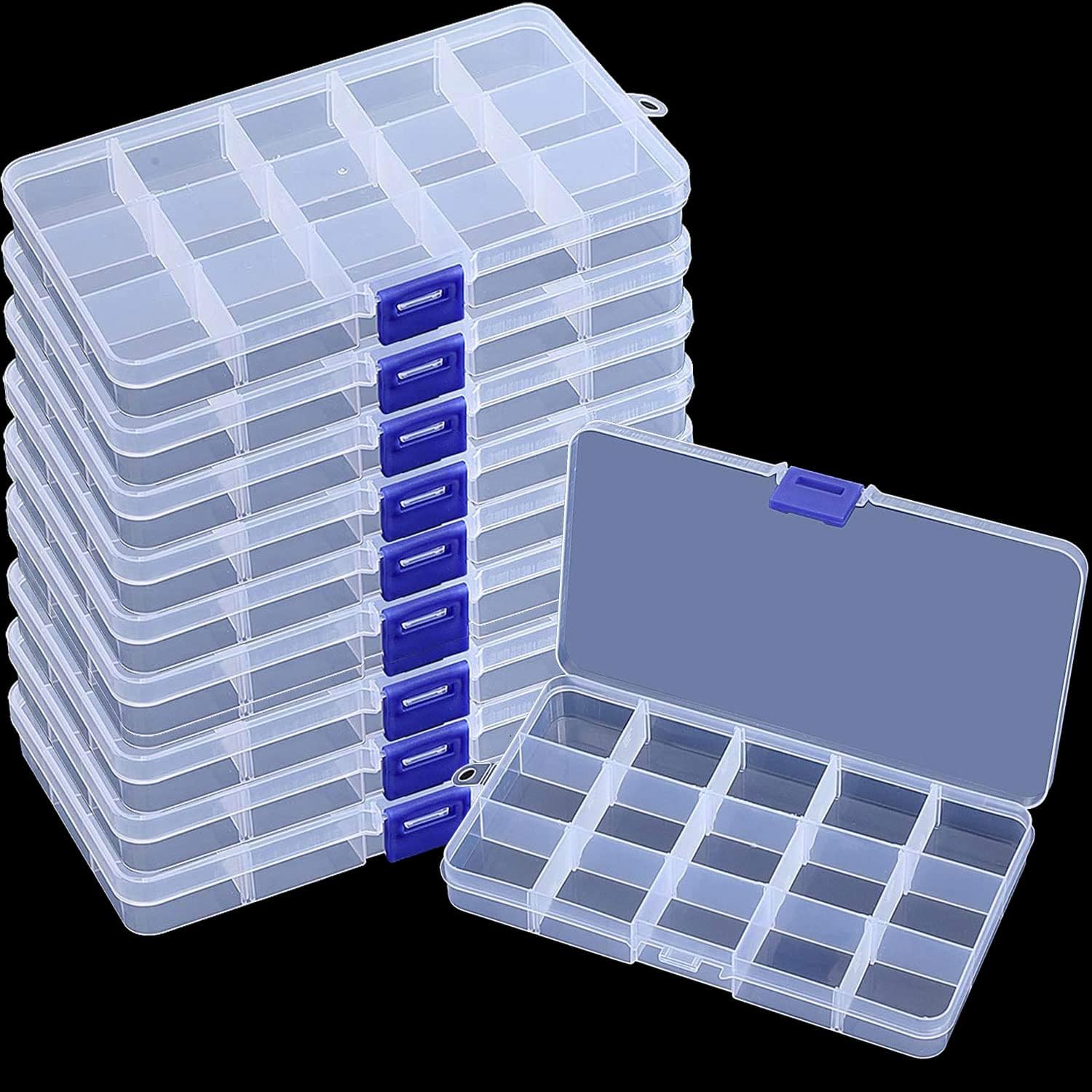 Amazon.com: WYKOO 5 Pack 15 Grids Clear Bead Storage Containers Craft ...