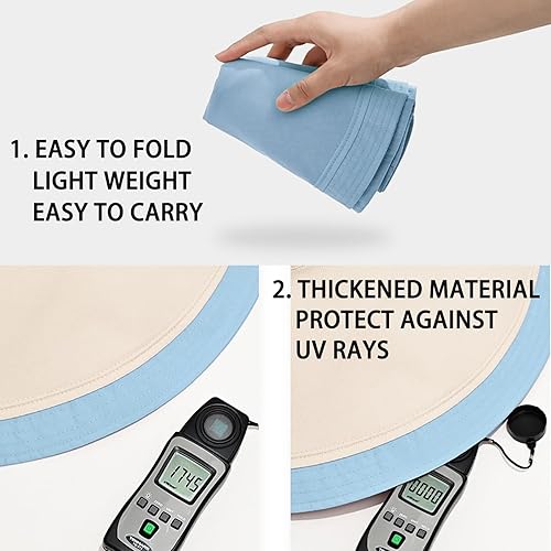 Miniatura 6 de Sombrero de sol de ala ancha de 7 pulgadas para mujer, sombrero grande plegable con protección UV, se puede llevar en ambos lados