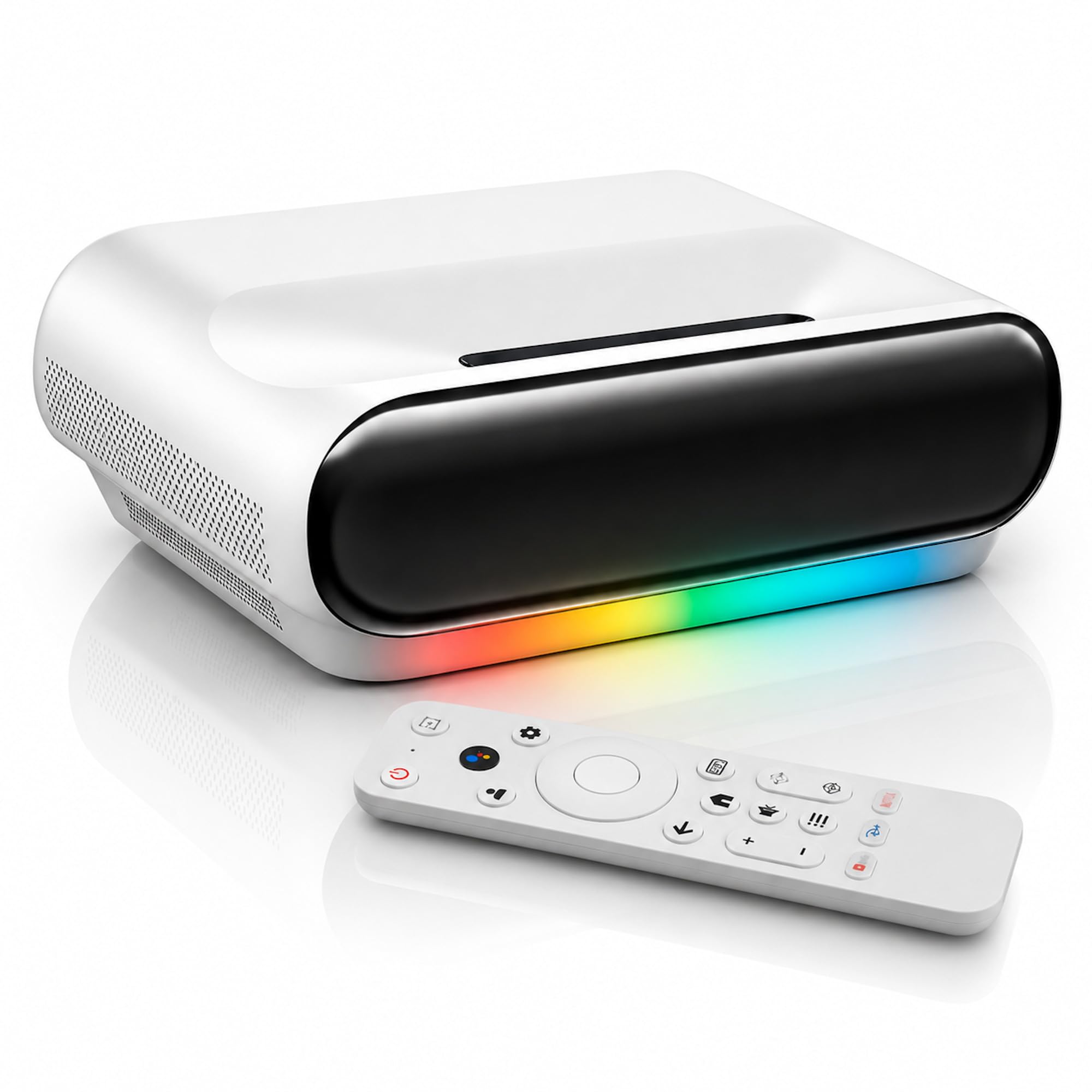Proyector Laser UST 4K Ultra Corta Distancia | 1000 ANSI | Tecnología ALPD DLP Láser | Google TV Oficial con Netflix | HDMI 2.1 | HDR | Pantalla Gigante 150” a 56cm | MEMC + Auto Keystone 4D