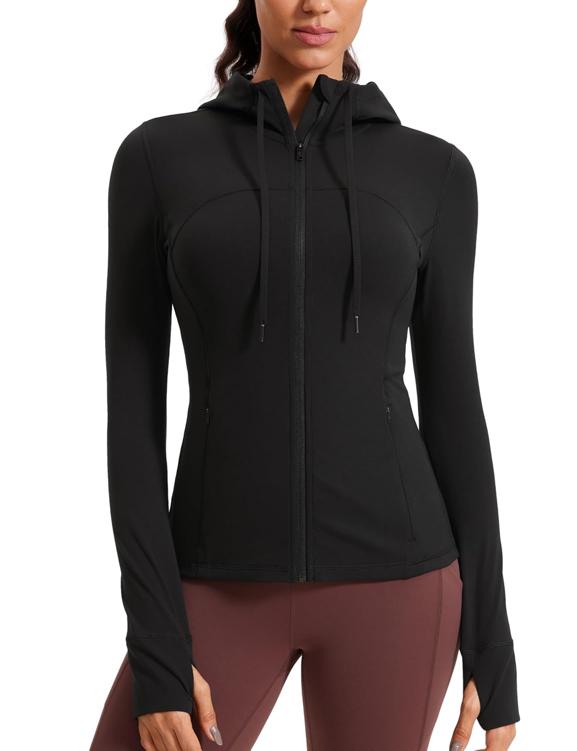 CRZ YOGA Butterluxe Hooded Athletic Jackets for Women - Full Zip Track Casual Tops with Thumb Holes Pockets