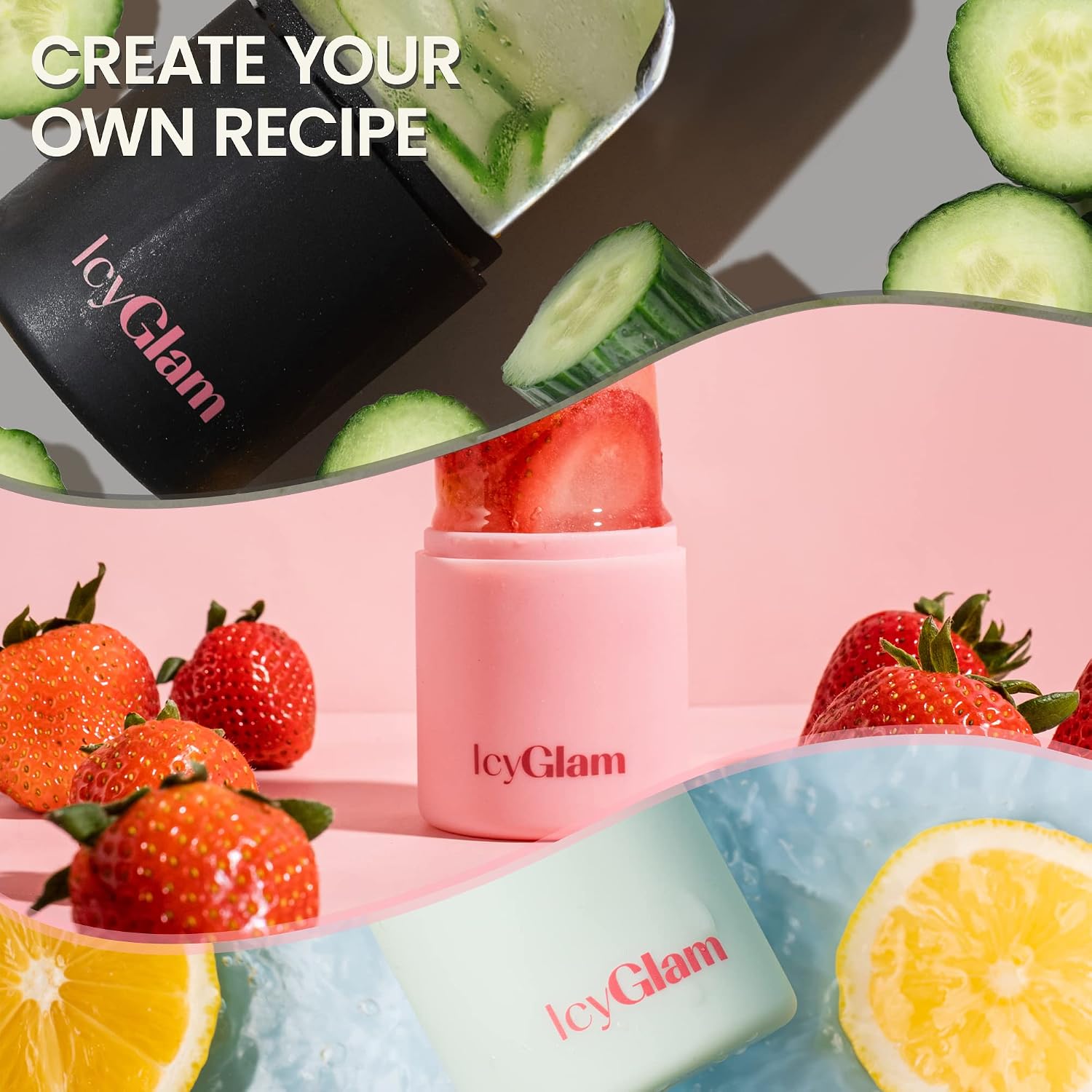 IcyGlam Ice Face Roller, Ice Roller For Face & Eye Puffiness Relief, Contour, Tighten & Enhance Natural Skin Glow, Face Ice Roller Cube, Leakproof & Reusable Design (Frosty Blue)