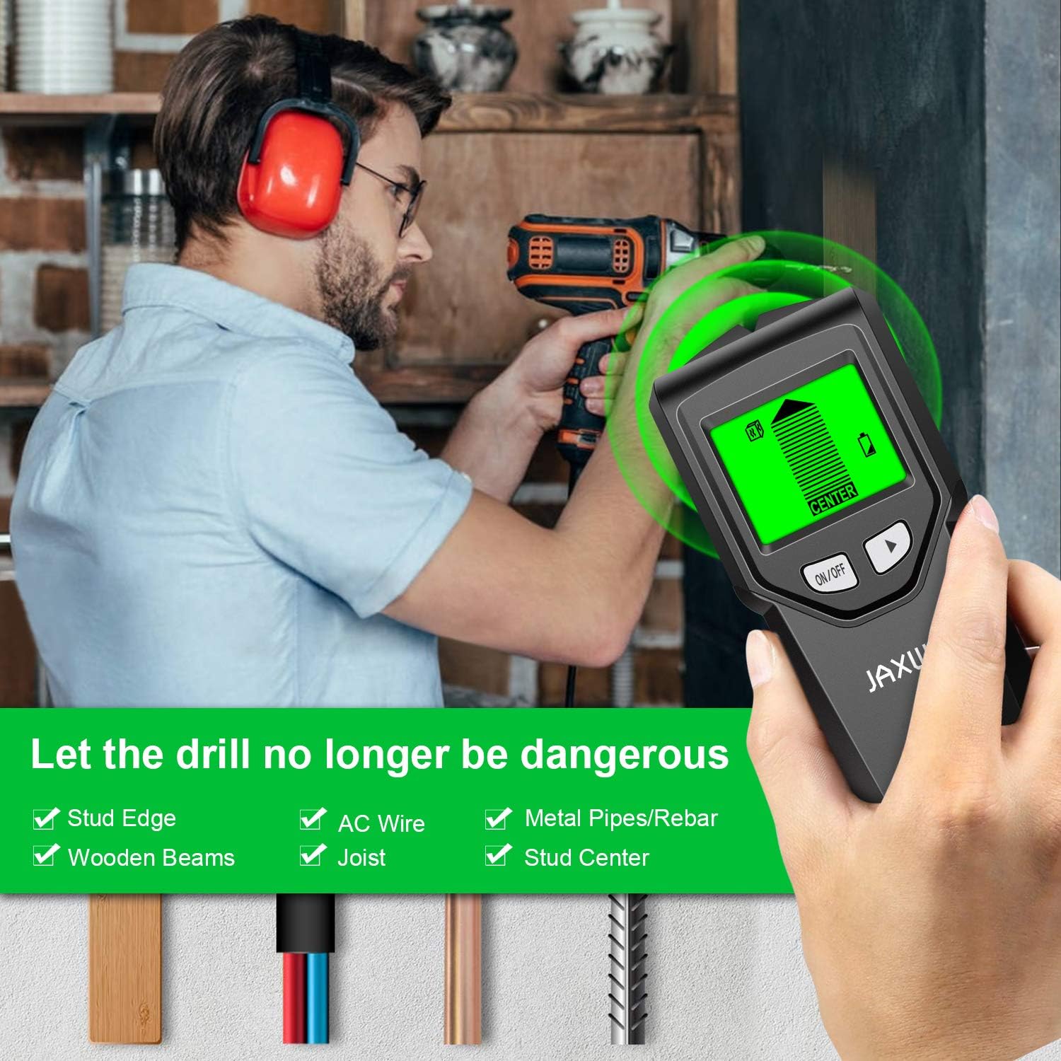 Stud Finder Wall Scanner - 5 in 1 Stud Detector with Intelligent Microprocessor Chip and HD LCD Display, Stud Sensor Beam Finders for the Center and Edge of Wood AC Wire Metal Studs Joist Pipe