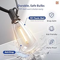 Vista 4 de addlon 100FT(50FT*2) LED Outdoor String Lights with Remote Waterproof Patio Lights with Shatterproof ST38 Replaceable Bulbs, Dimmable Outside