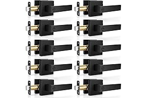 10 Pack Matte Black Privacy Door Levers, Interior Bed and Bath Keyless Flat Knobs