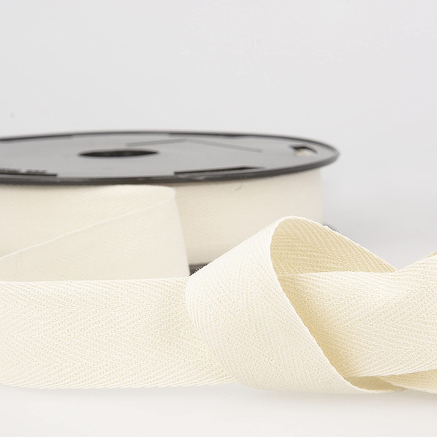 Light Ivory 2m 100% Cotton Twill Tape - Soft Flexible Tape for Binding, Edging, Bunting, Aprons & Crafts - 11mm Wide - Packaged Length, No Joins - Giddy Square — image 1