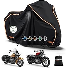 420D Waterproof Motorcycle Cover for Harley Davidson Cruiser, Softail Standard, Iron 883, Heritage Classic 114, Fat Boy, Sport Glide, Shadow Cruiser,Windproof Heavy Duty Outdoor Bike Cover