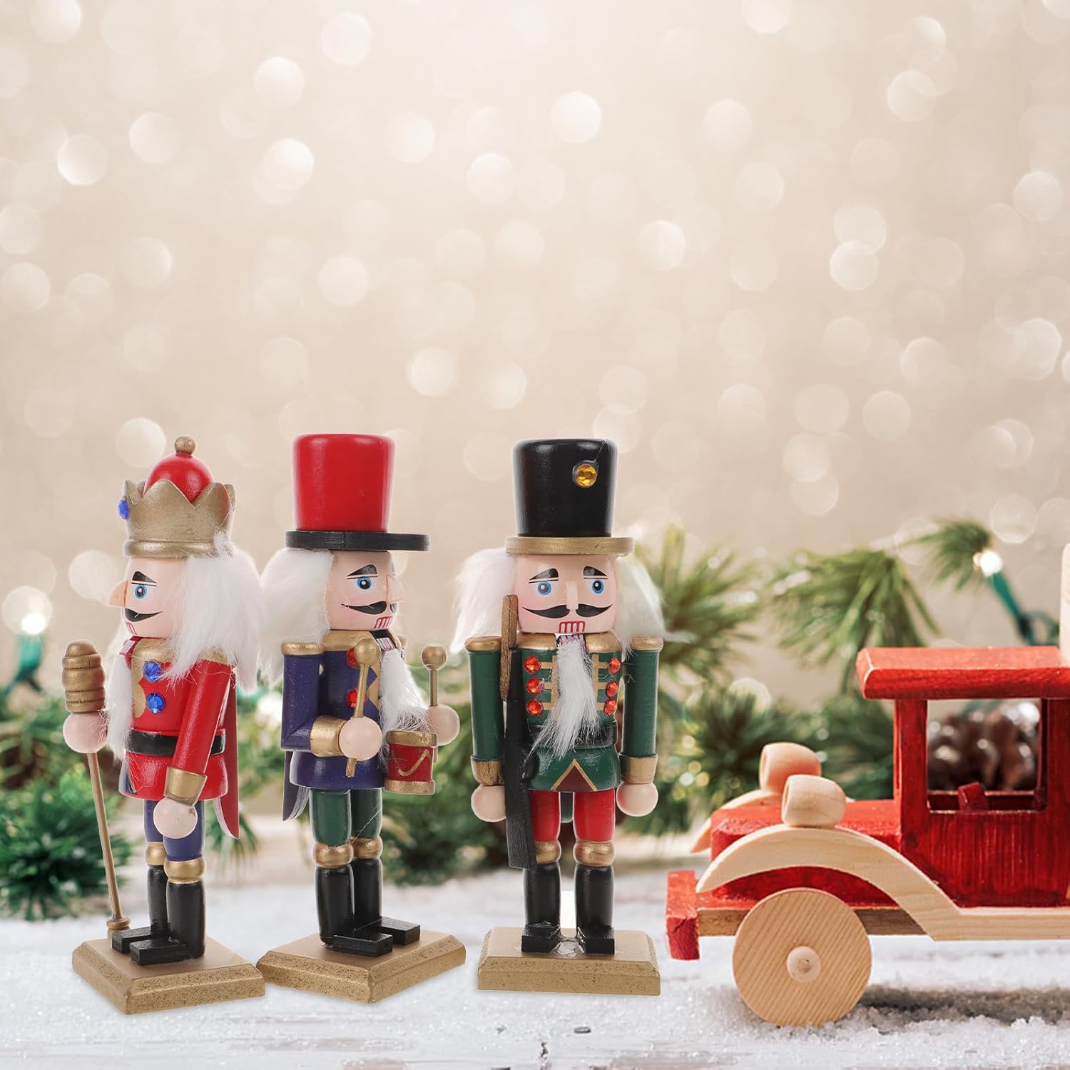 3pcs Nutcracker Ornaments Wooden Christmas Nutcracker Decor Soldier Figures Statue Traditional Wood Collectible Christmas Decorations for Shelves and Tables Tabletop Indoor Black - Image 8