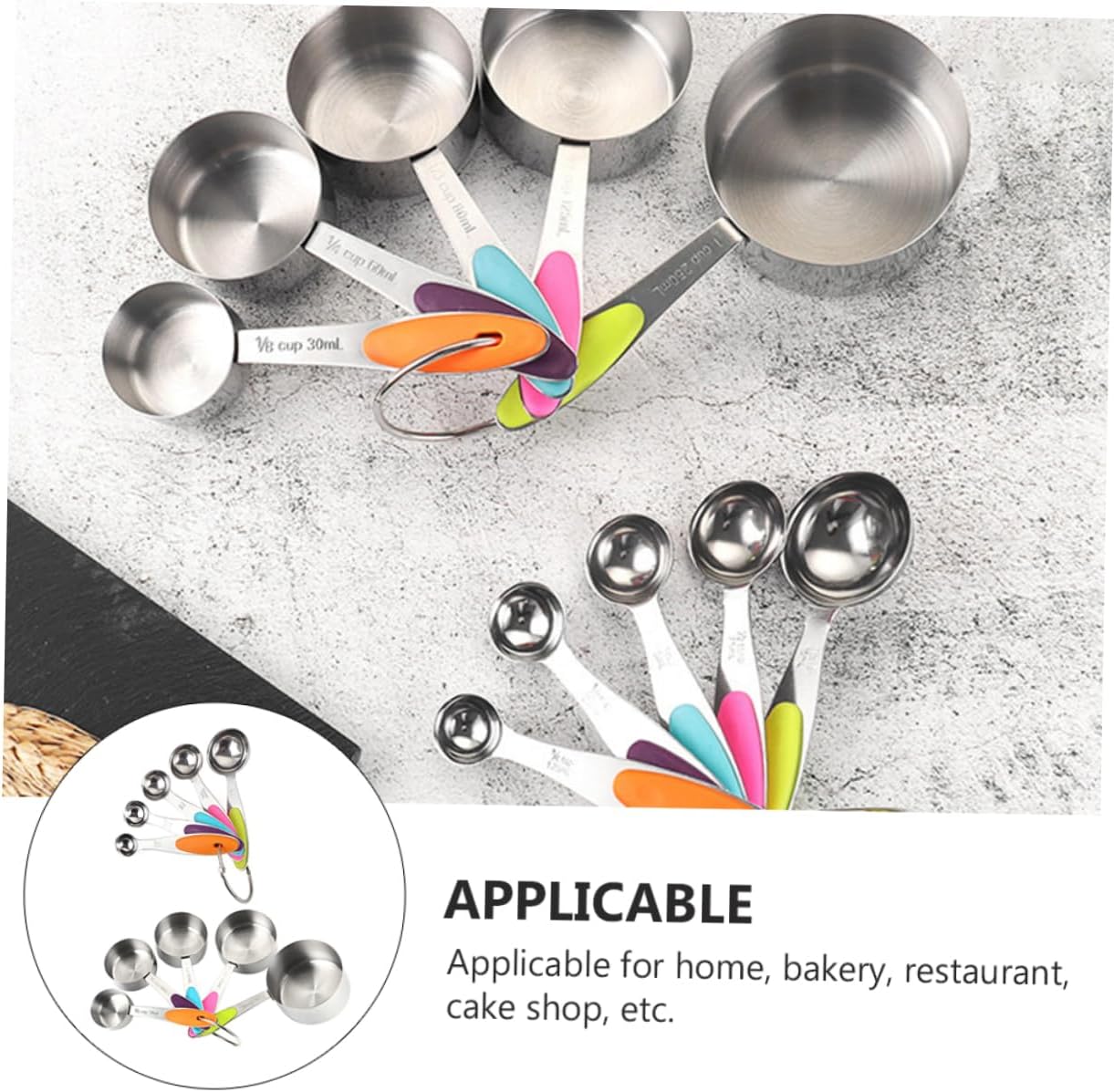 10 Pcs Measuring Scoops and Cups with Scales Stackable and Hanging Design Food Safe for Dry and Liquid Ingredients Kitchen Measuring Tools