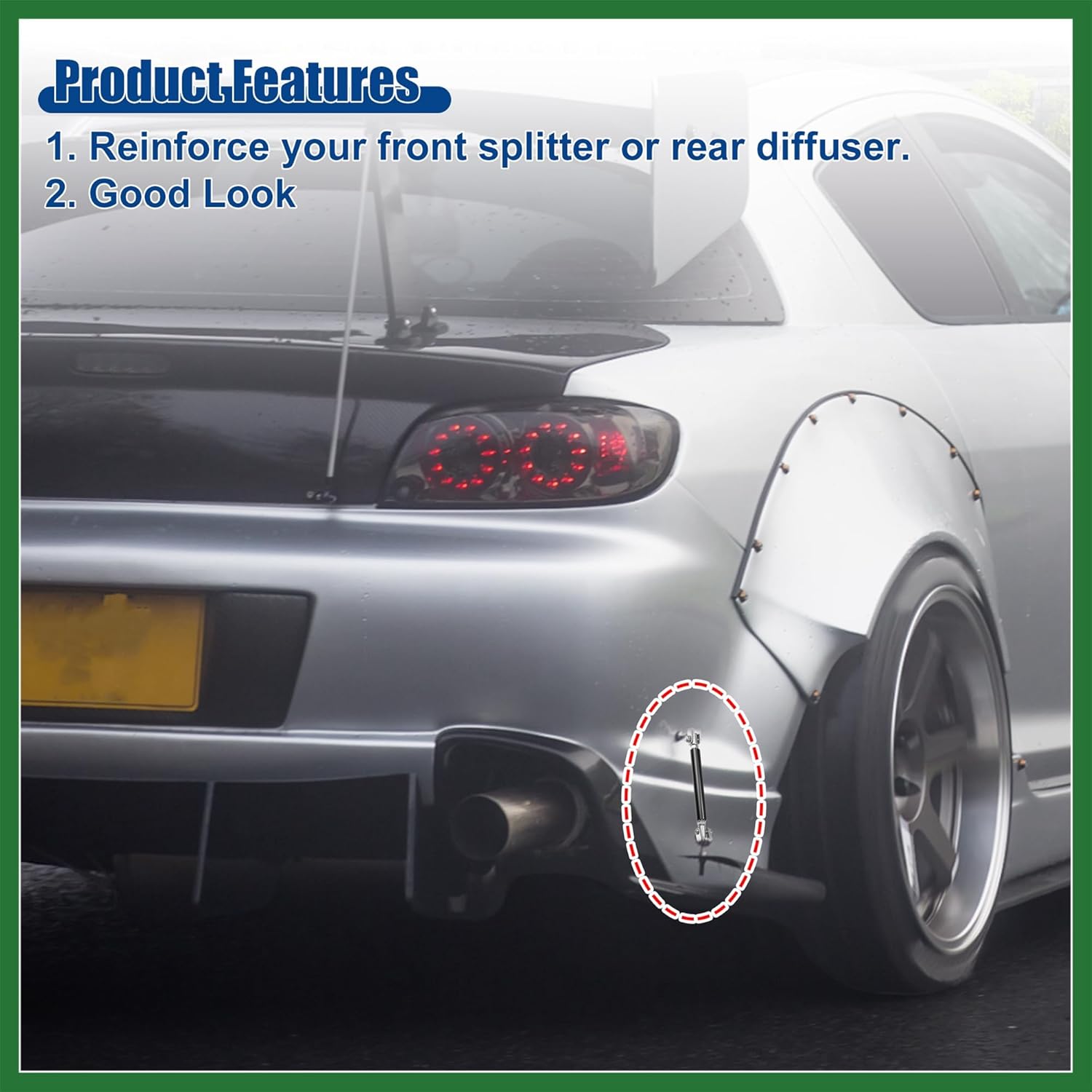 Motoforti ユニバーサル 調節可能 アルミニウム合金 3インチ~5インチ 75mm 車用フロントバンパー リップスプリッター