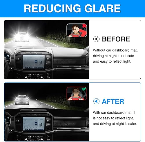 Vista 18 de Autorder Alfombrilla de cubierta de salpicadero para Ford F150 F250 F350 1992-1996 Accesorios Cubierta de tablero de franela para salpicadero