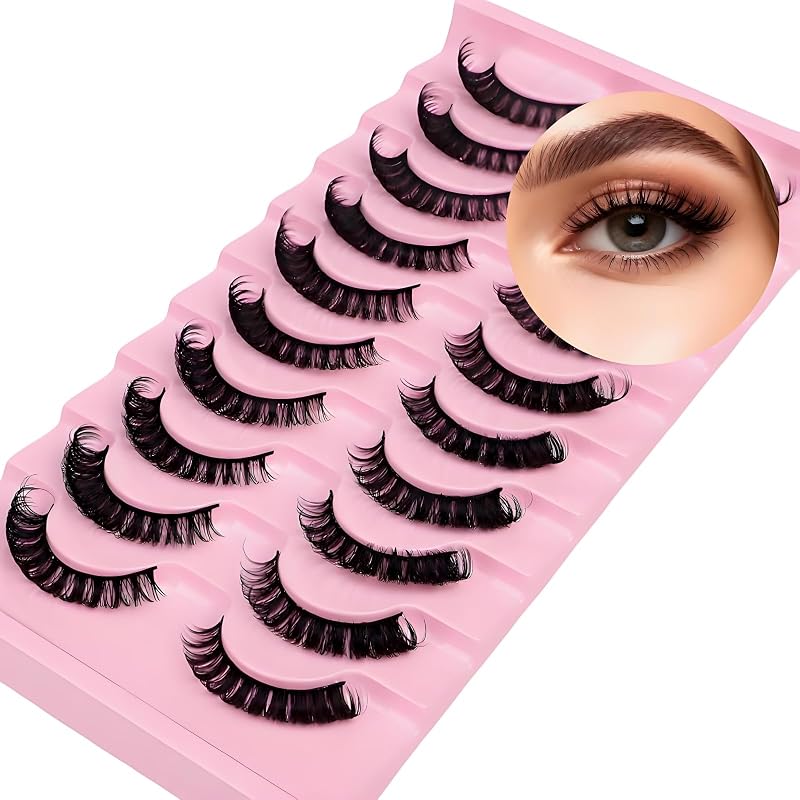 Dadongua Cílios Postiços em Tira com Curvatura D, Estilo 3D, 10 Pares