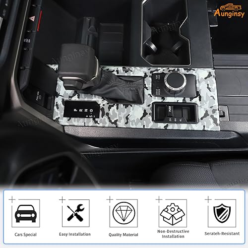 Vista 147 de Aunginsy Cubierta de panel de palanca de cambios de control central, compatible con Toyota Tundra/Sequoia 2022-2024, consola de palanca de cambios