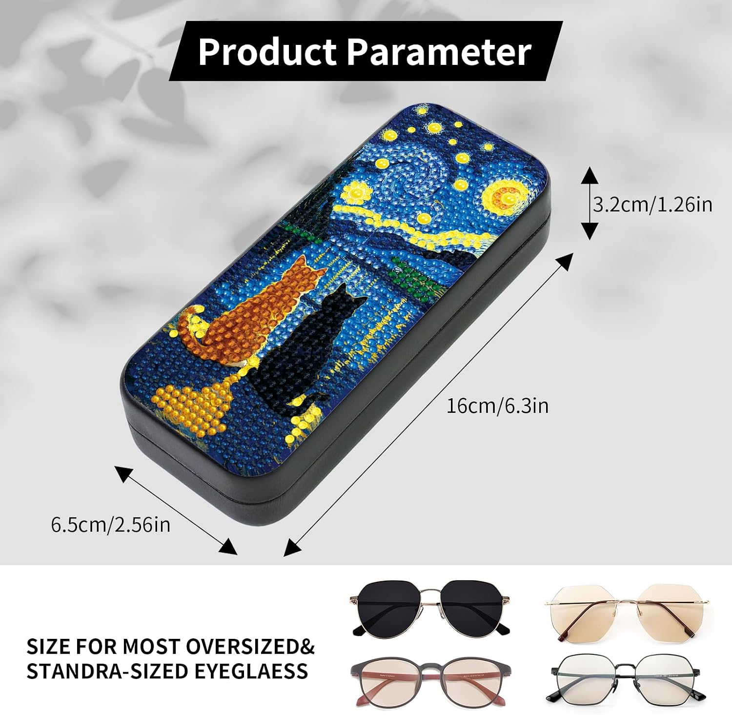 FlyingMage Cat Diamond Art Painting Kit, Hard Shell Eyeglasses Glasses Case image 4