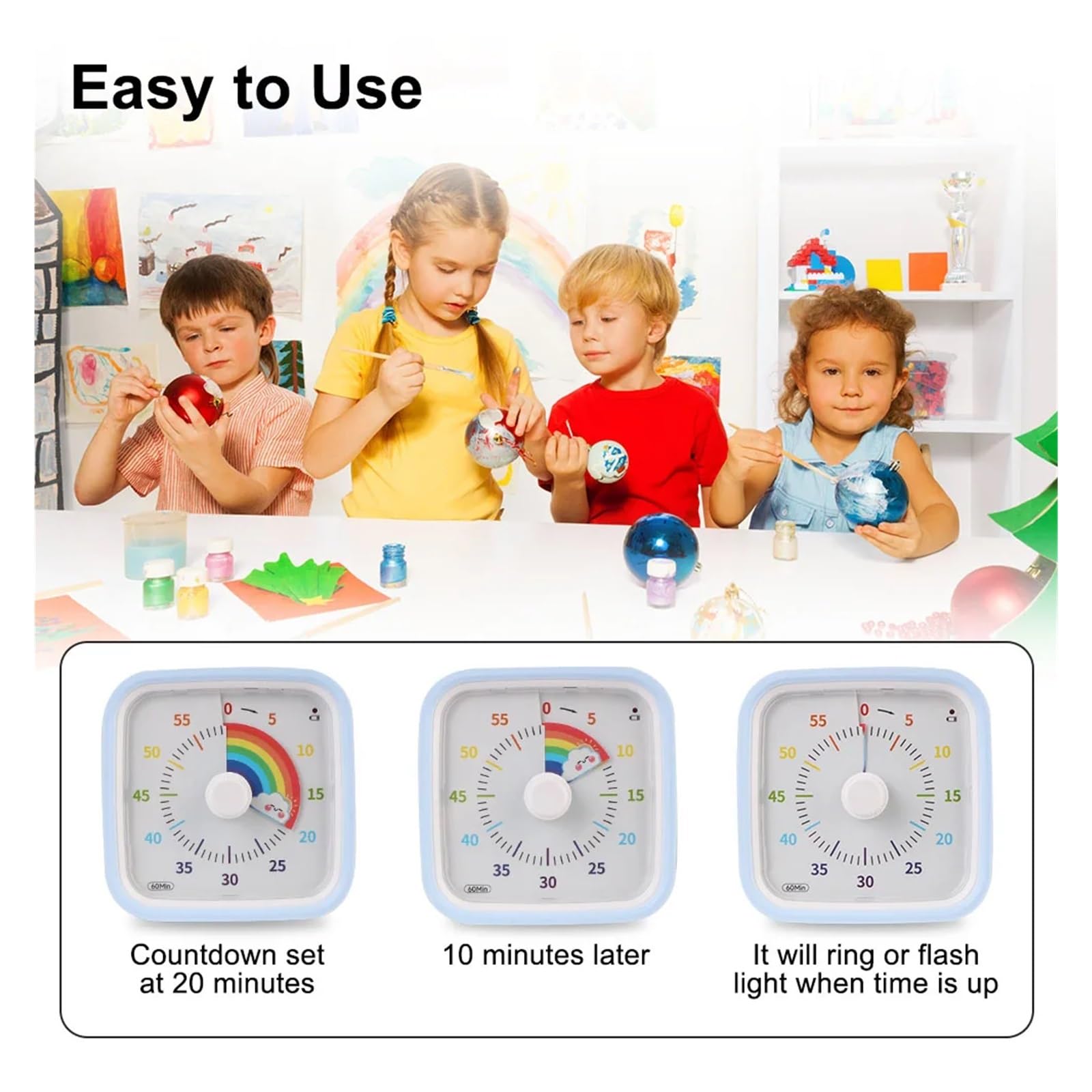 Timer, Countdown-Timer, Plan-Timer, digitaler Timer, Küchentimer, Selbstauslöser for Kinder(Light Blue)