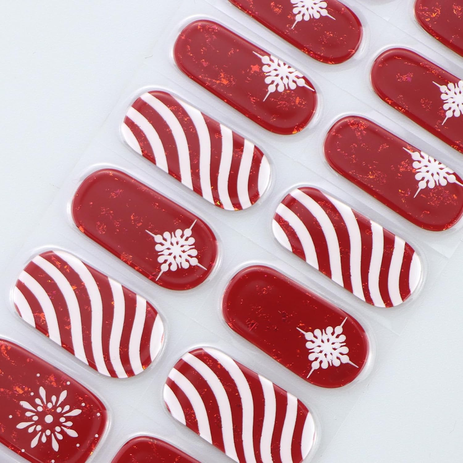 JMEOWIO Semi Cured Gel Strips Nail Art Sticker Wrap Christmas