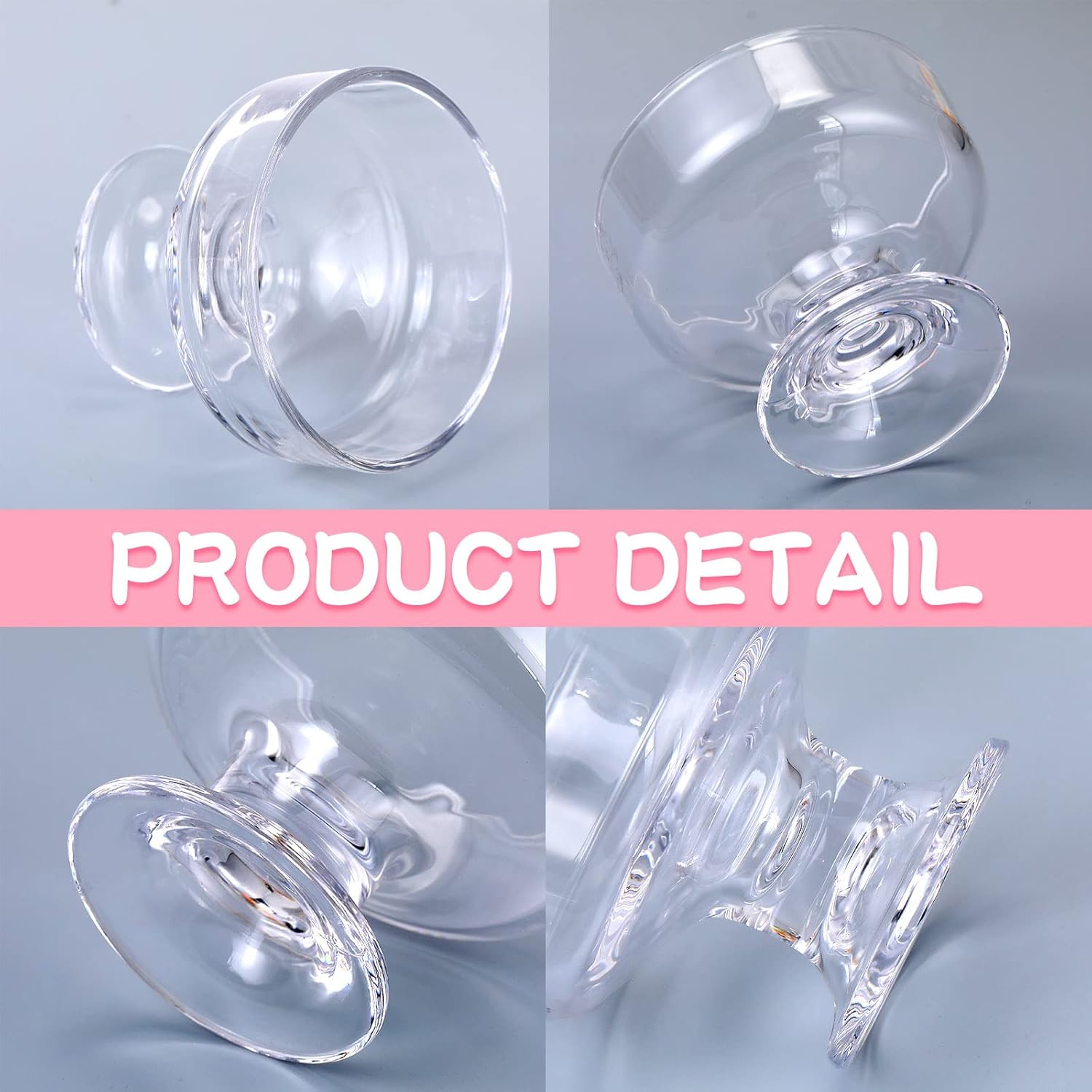 Sliner 24 Pcs Bulk Glass Ice Cream Bowls 6.8 oz Clear Dessert Cups Footed Trifle Bowls Summer Kitchen Bowls Mini Dessert Bowls for Fruit Sundae Wedding Baby Shower Party Supplies, Serves 24