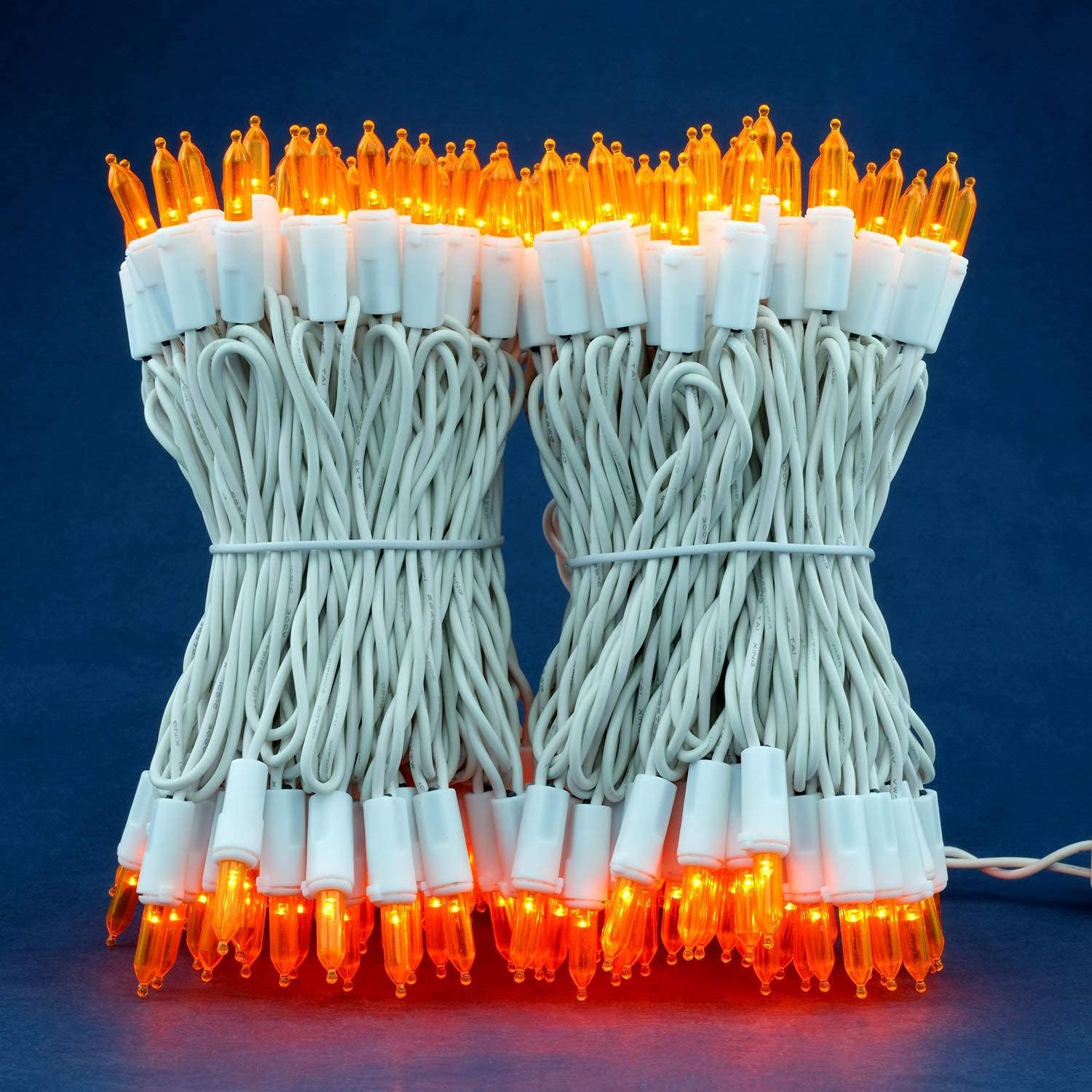 200 Orange LED Christmas Lights with White Wire, Pack of 2 Sets 33 ft 100 Count UL Certified Commercial Grade String Light (Orange)