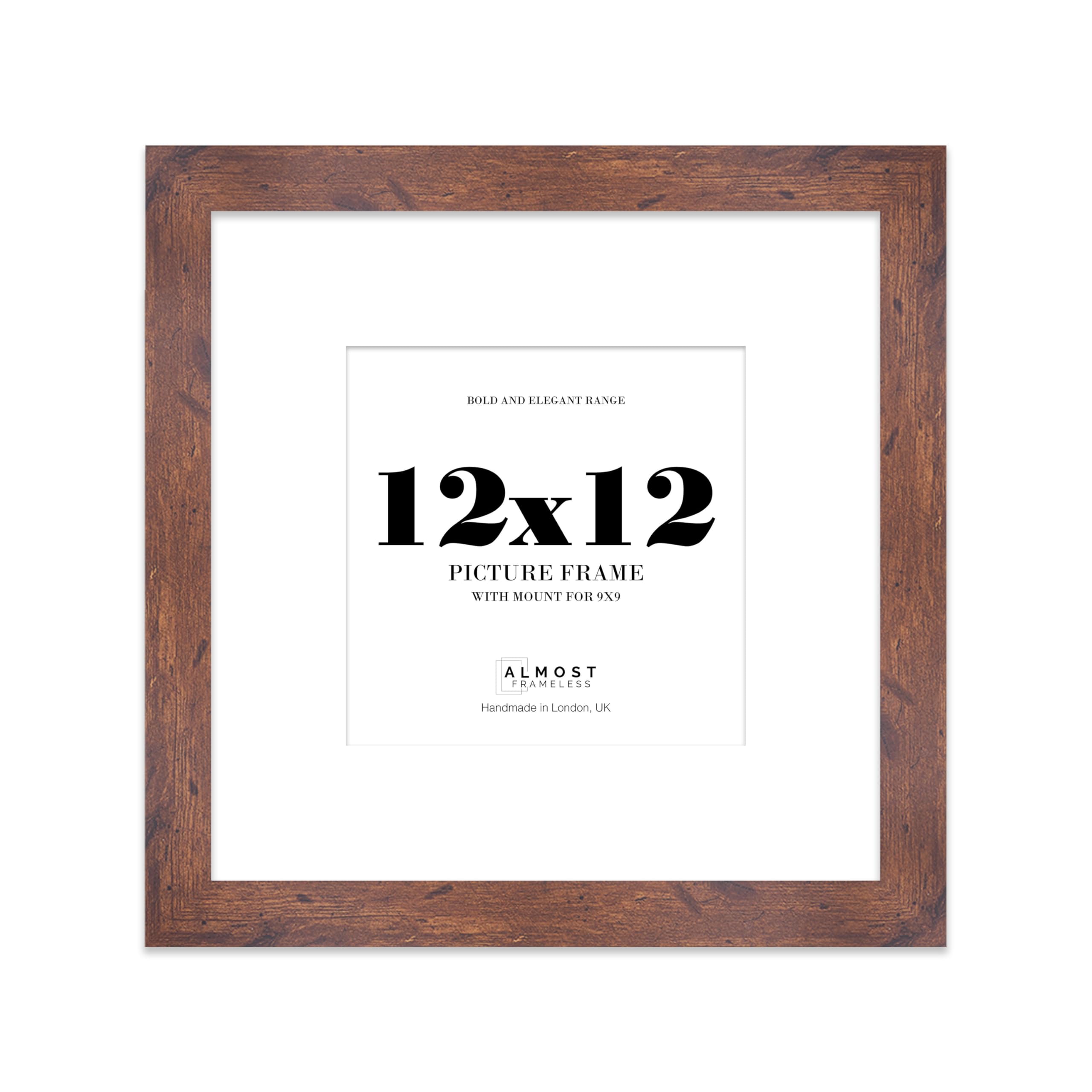 12x12 Rustic Wood Square Frame With Mount for 9x9 Pictures 28mm Edge Frame Display with Wall Hooks and Kickstand, 1 Pack โ image 1