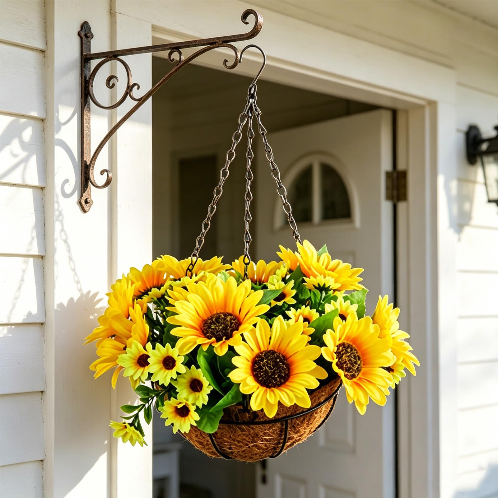 Panier de fleurs pour entrée de maison patio décor floral printanier