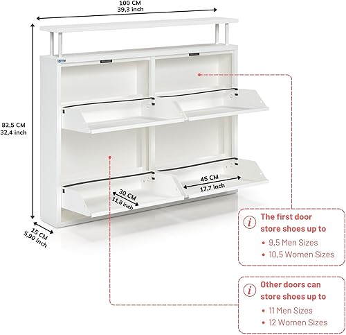 Vista 25 de Gabinete de zapatos de metal de 5 niveles con tapa, organizador de almacenamiento de zapatos duradero para entrada, armario de estante de zapatos
