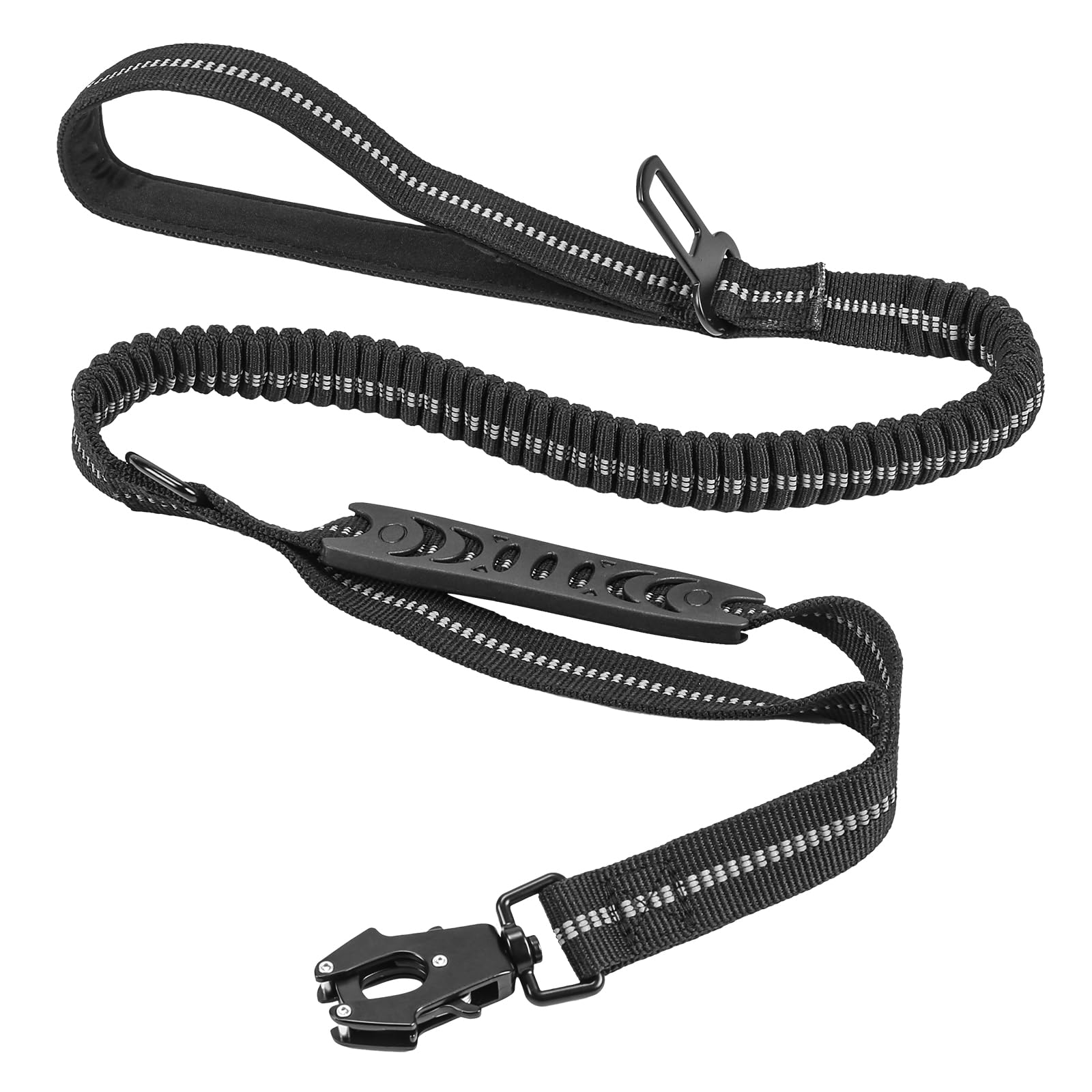 FOGAWABungee Dog Lead Anti Pull Dog Lead Heavy Duty Shock Absorbing Tactical Dog Leash Adjustable with Metal Carabiner Clip Traffic Control Handle Reflective Thread for Medium Large Dogs