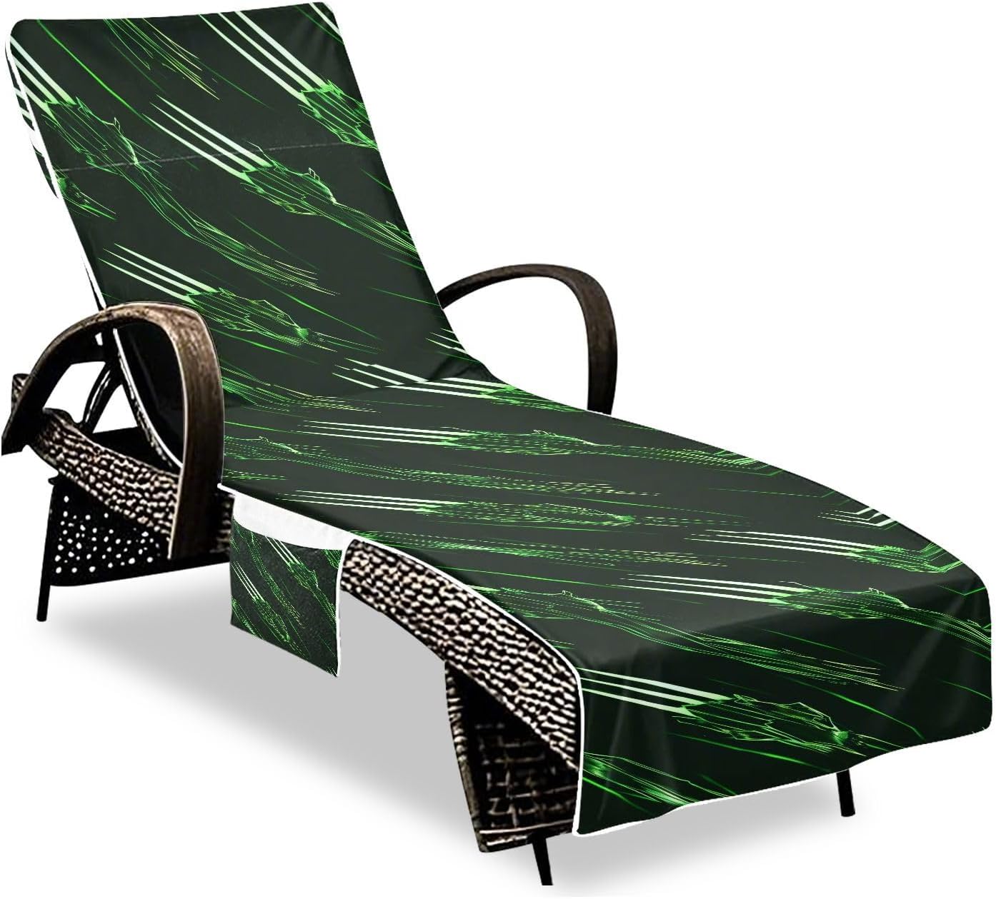 Old Style Wolverine Scratch Neon Green Patio Lounge Chair Covers Waterproof Outdoor Chaise Lounge Cover with Windproof Straps for Beach Garden Courtyard Trips, 85" X 30"